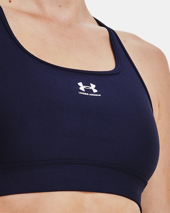 Women's HeatGear® Mid Padless Sports Bra, Blue, pdpMainDesktop image number 8